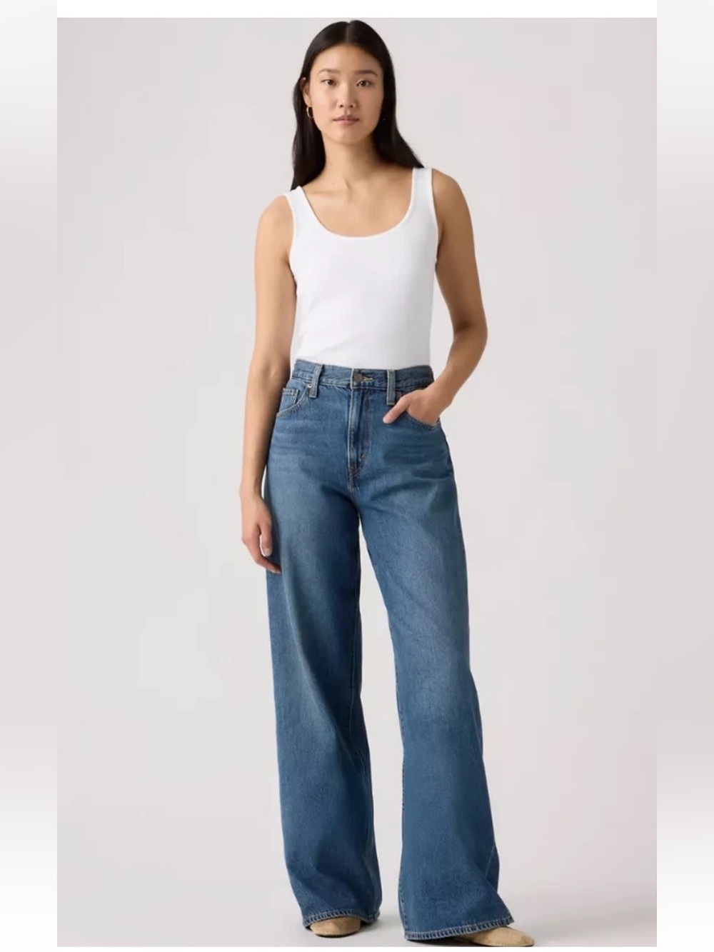 NEW! LEVI'S Cinch Wide-Leg Women's Jeans Dark Wash Size 26